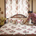 Aafreen Red Poppy Blockprint Handstitch PK Double Bed Quilt Set-Quilt sets-House of Ekam