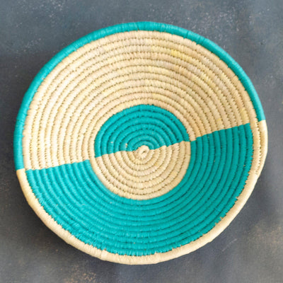Aqua Ocean Waves Handwoven Sabai Grass Basket-Sabai baskets-House of Ekam