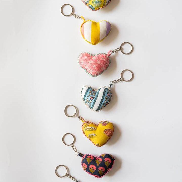 Assorted Colorful Heart Shape Keychains Set of 2-keychains-House of Ekam