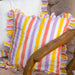 Assorted Set of 3 Peach Stripe Ruffle Cushion Covers-Cushion Covers-House of Ekam