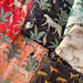 Black Tropical Safari Hand Screenprinted Cotton Fabric-fabric-House of Ekam