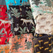 Black Tropical Safari Hand Screenprinted Cotton Fabric-fabric-House of Ekam