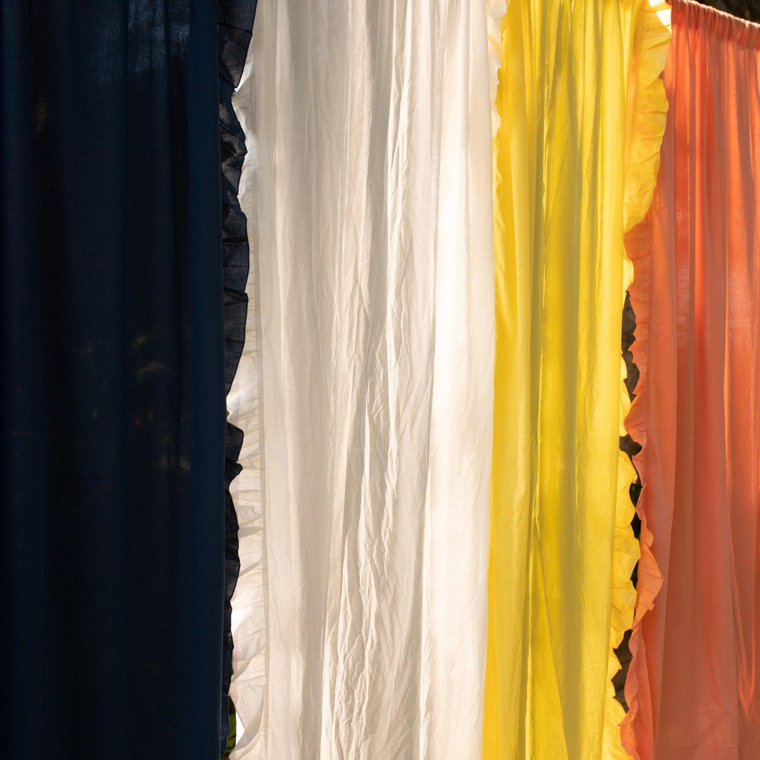 Blue Ruffle Cotton Curtains for Windows & Doors for Living & Bed Room ...