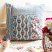 Blue Sunheri Floral Patchwork Cushion Cover-Cushion Covers-House of Ekam