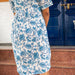 Blue & White Floral Chintz Hand Blockprinted Dress-Dresses-House of Ekam