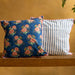 Dark Blue Kentish Rose Blockprinted Cushion Cover-Cushion Covers-House of Ekam