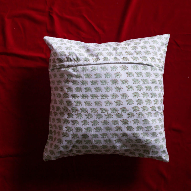Elephant & Palm Sequence Cushion Cover-Cushion Covers-House of Ekam