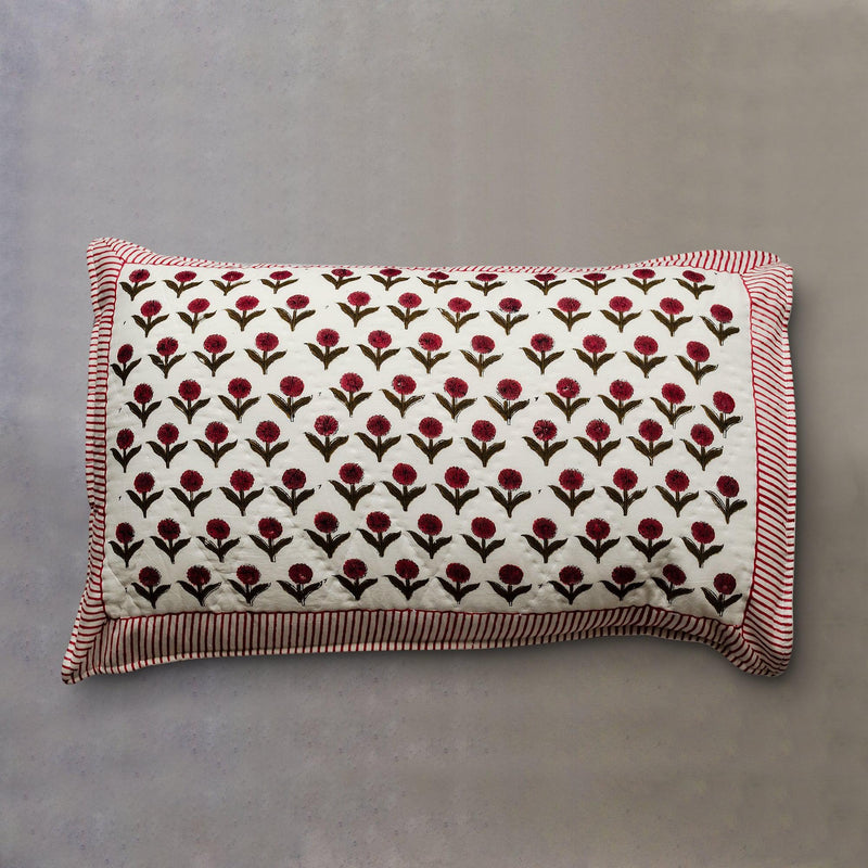 Floral Buti Double Bed Jaipuri Reversible Quilt Set-Quilt sets-House of Ekam