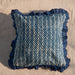 Indigo Chevron Ruffle Blockprint Cushion Cover-Cushion Covers-House of Ekam