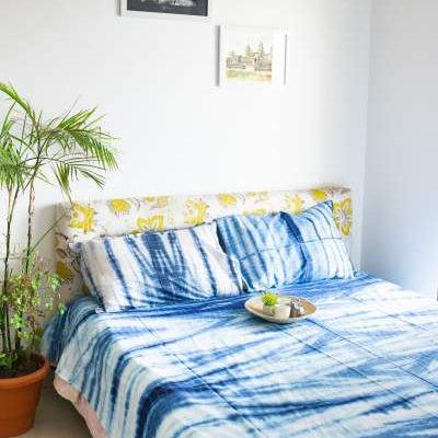 Indigo Shibori Double Bed Bedsheet-Bedsheets-House of Ekam