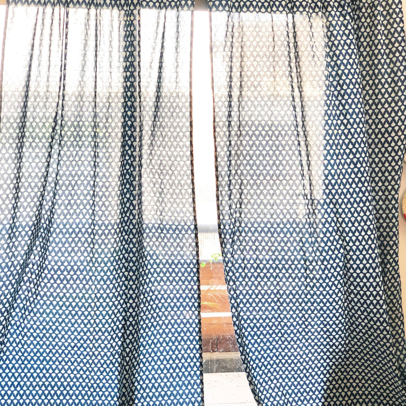 Indigo Tear Drop Semi Sheer Curtain-Curtains-House of Ekam