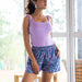 Purple Funky Pineapple Hand Blockprinted Women Shorts-shorts-House of Ekam