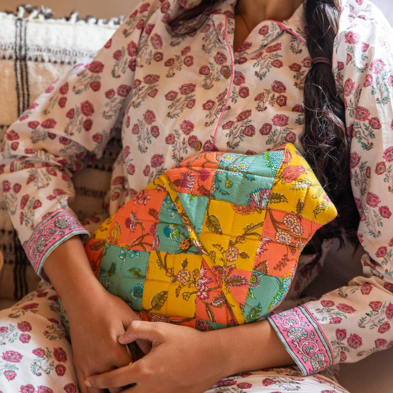 Spring Floral Patchwork Hot Water Bag Cover-Hot Water Bag Cover-House of Ekam