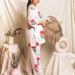 White And Pink Floral Blockprinted Loungewear Pyjama Set-loungewear-House of Ekam