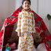 White & Yellow Tiger Blockprint Boys Nightsuit Set-Kidswear-House of Ekam