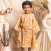 Yellow Floral Blockprint Girl Kaftan-Kidswear-House of Ekam