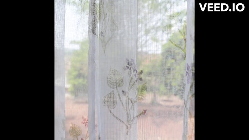 Kota Doria Lilac Blockprint Sheer Curtain